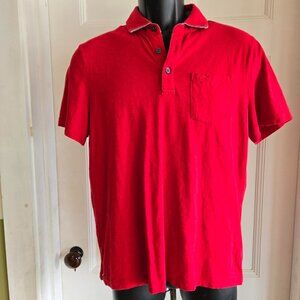Michael Kors Men's Polo Shirt Red Size M Solid Button Logo Collared Pocket